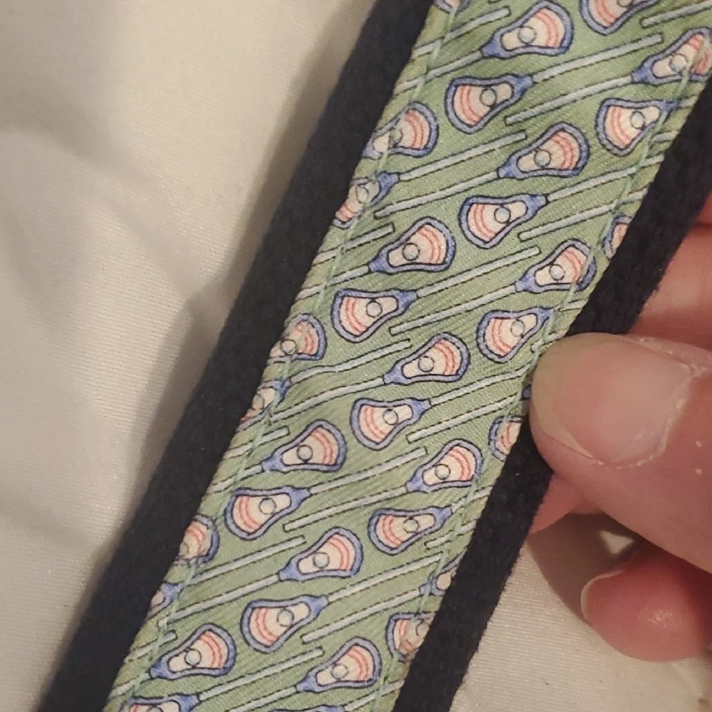Vineyard Vines Pink and Green Belt with Leather Accents